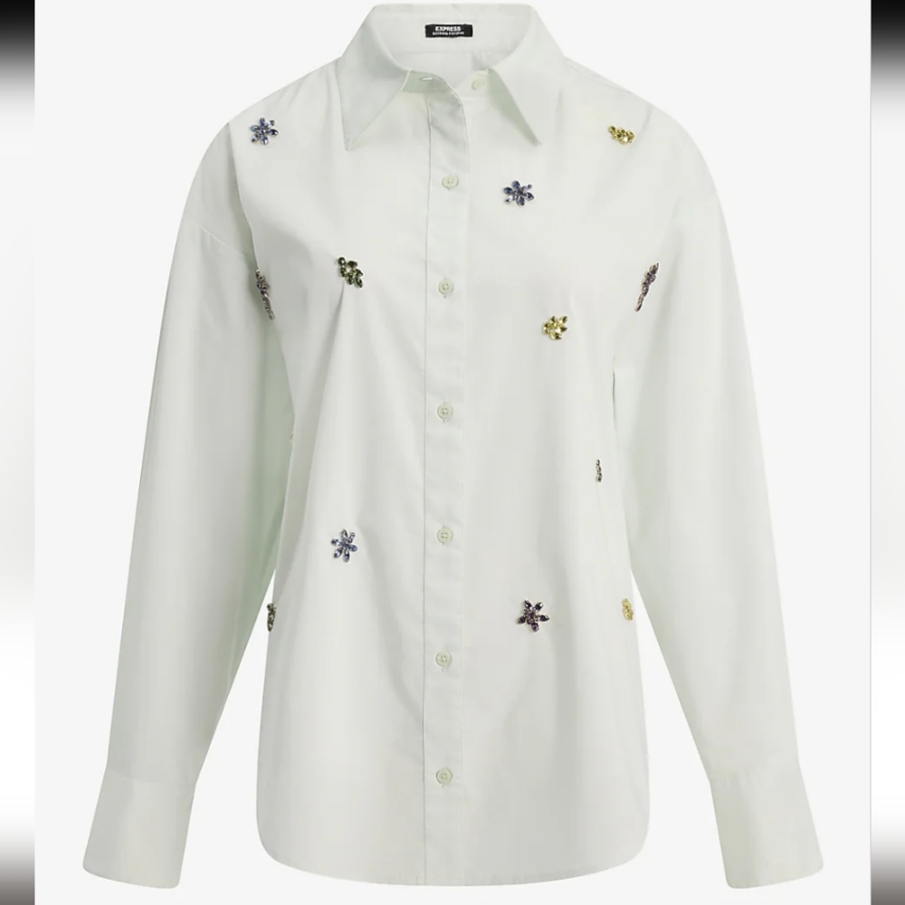 Express Embellished Portofino Button Down Size XL